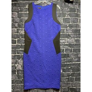 Metaphor Womens XL Textured Bodycon Dress Cobalt Blue Black Geometric Sheath NEW